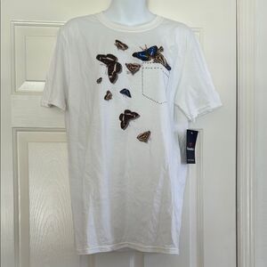 NWT Salvador Dali Museum White Graphic T-Shirt with Butterfly Design Size M